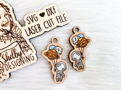 Hanging Astronaut Dangle Earrings SVG