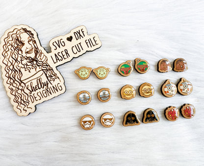 Star Wars Circle Stud Earring Bundle SVG