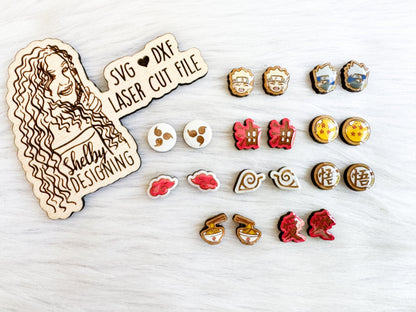 Naruto Anime Stud Earrings Bundle SVG