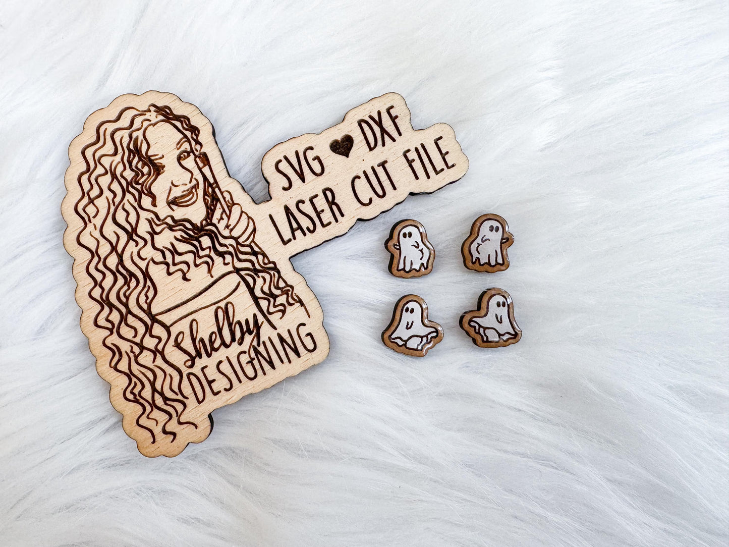 Booty Ghosties Stud Earring Duo SVG DXF Laser Cut File