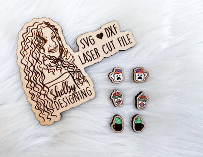 Spooky Coffee Mugs Stud Earring Trio SVG DXF Laser Cut File