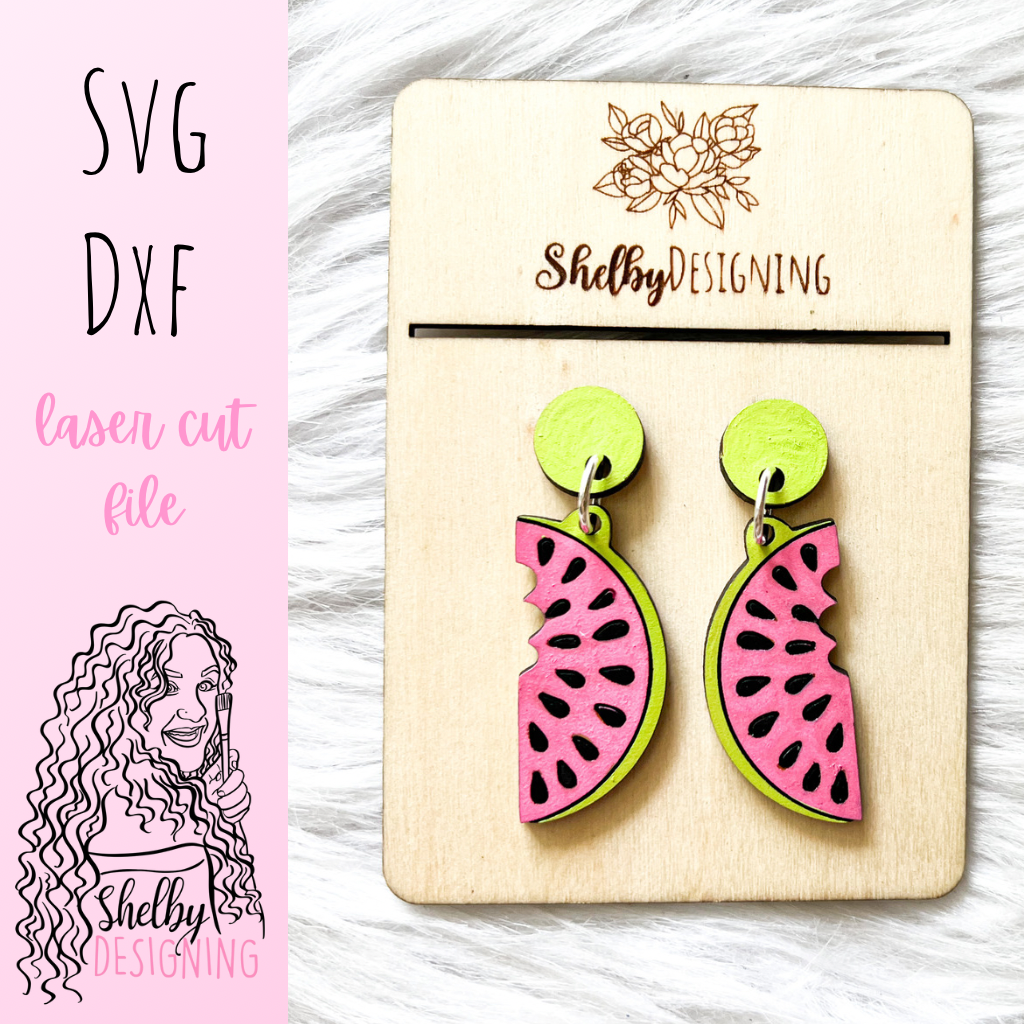 Watermelon Slice 2 Piece Dangle Stud Earrings SVG