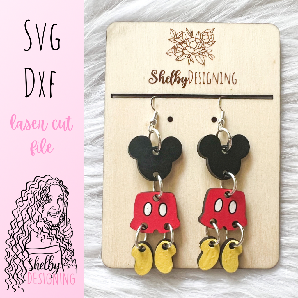 Mickey Mouse 3 Piece Dangle Earrings SVG