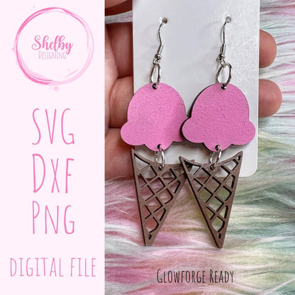 Ice Cream Dangle Earrings SVG