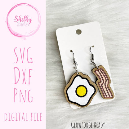 Eggs & Bacon Dangle Earrings SVG