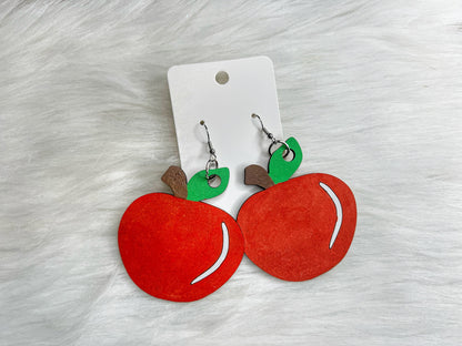 Teacher Red Apple Earrings SVG