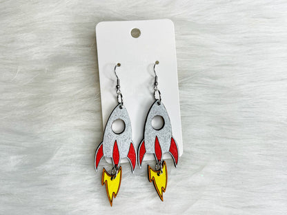 Rocketship Dangle Earrings SVG