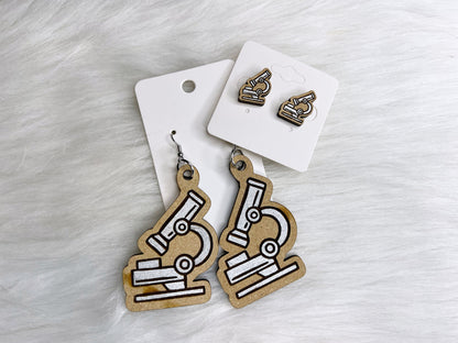 Microscope Science Teacher Stud/Dangle Earrings SVG