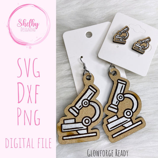 Microscope Science Teacher Stud/Dangle Earrings SVG