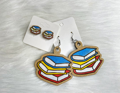 Stacked Books Stud/Dangle Earrings SVG