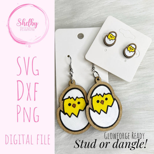 Easter Chick Dangle Earrings SVG