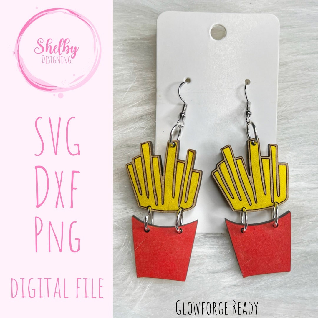 French Fry Dangle Earrings SVG