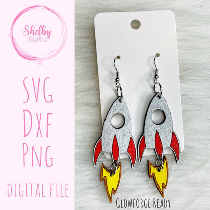 Rocketship Dangle Earrings SVG