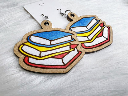 Stacked Books Stud/Dangle Earrings SVG