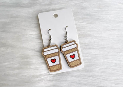 Cute Coffee Cup Dangle Earrings SVG