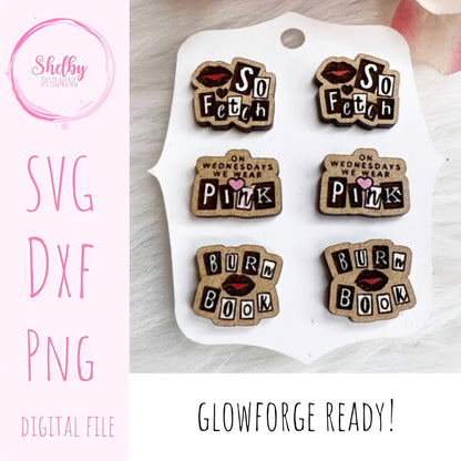 Mean Girls Inspired Stud Earrings Set SVG