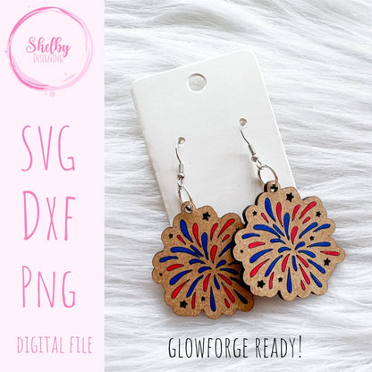 4th of July Firework Dangle Earrings SVG