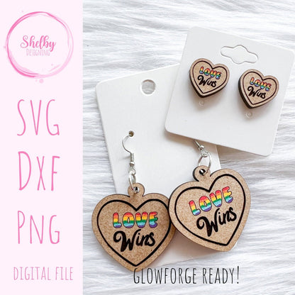 Love Wins Pride Stud/Dangle Earrings SVG