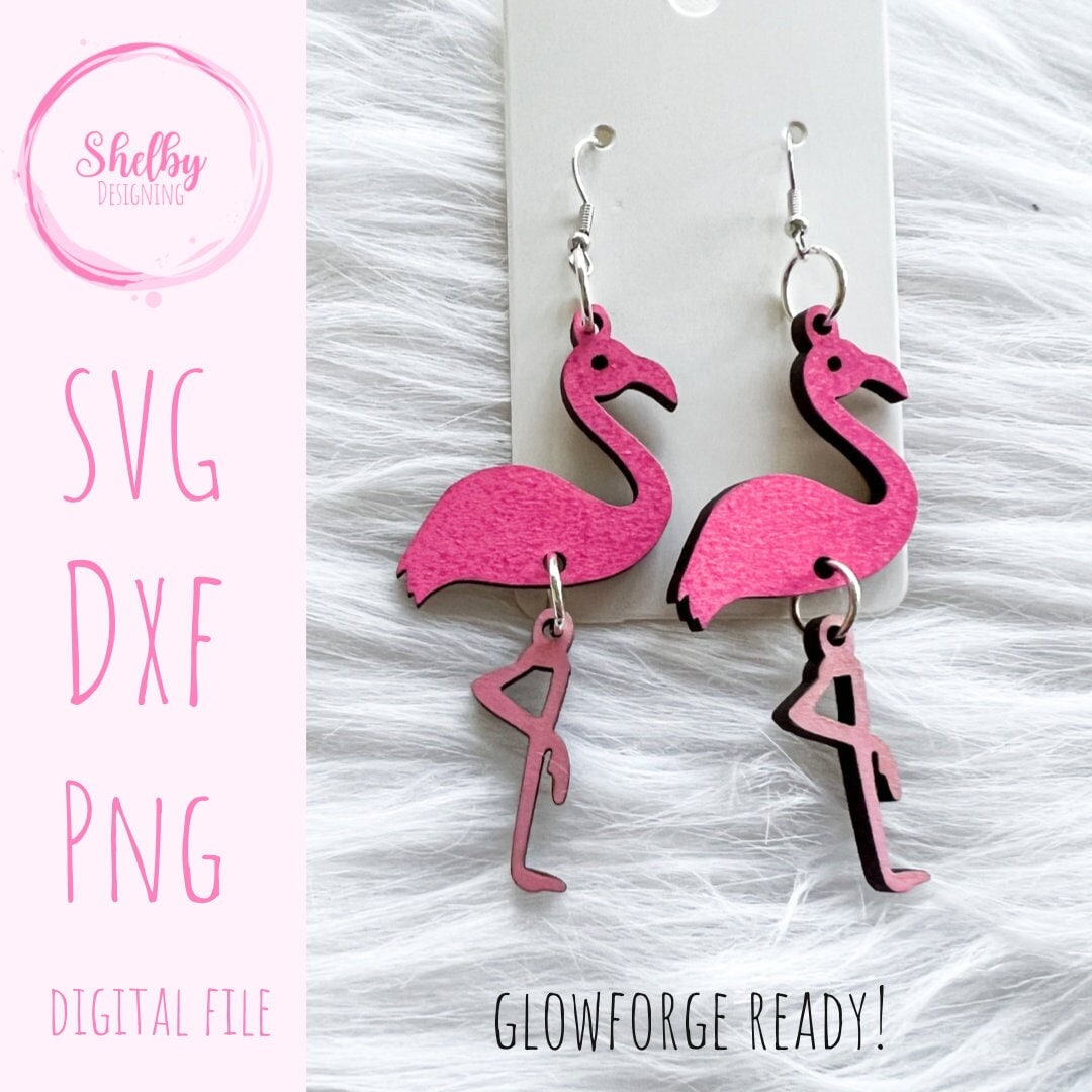 Cute Flamingo Dangle Earrings SVG