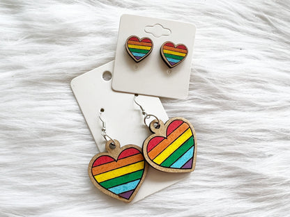 Rainbow Heart Pride Stud/Dangle Earrings SVG