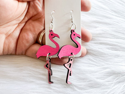 Cute Flamingo Dangle Earrings SVG