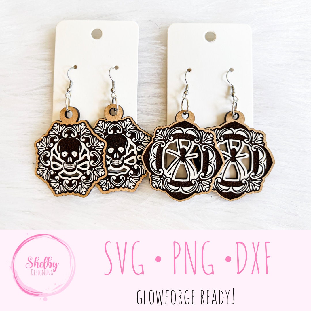Spooky Mandala Dangle Earring Set SVG