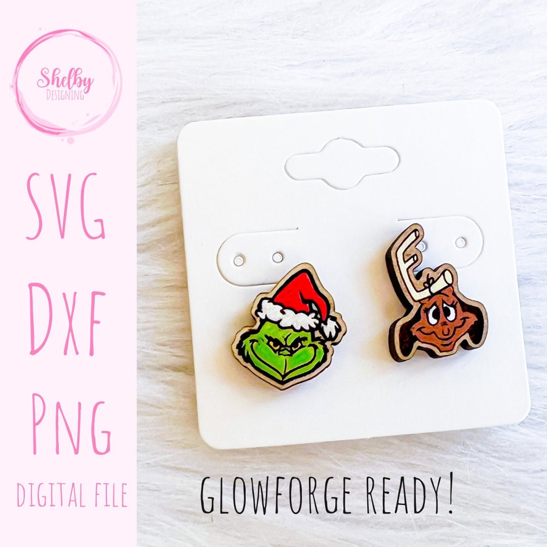 Cute Christmas Grinch/Max Stud Earrings SVG