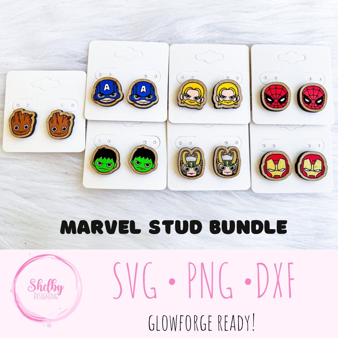 Superhero Chibi Stud Earrings Bundle SVG