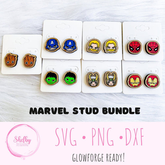 Superhero Chibi Stud Earrings Bundle SVG