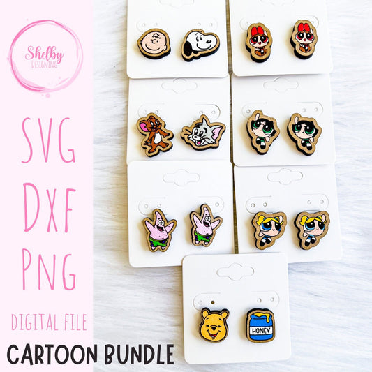 Cartoon Mix n Match Stud Earrings Bundle SVG