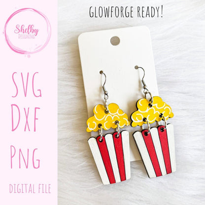 Movie Theatre Popcorn Dangle Earrings SVG