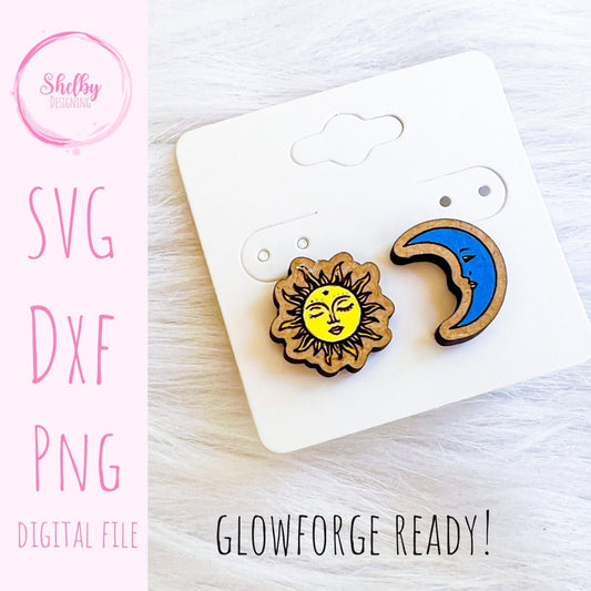 Sun & Moon Stud Earrings SVG