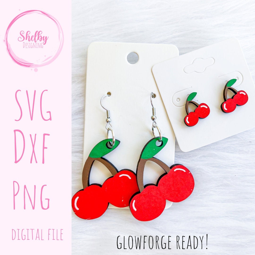 Cherry Stud/Dangle Earring Combo SVG
