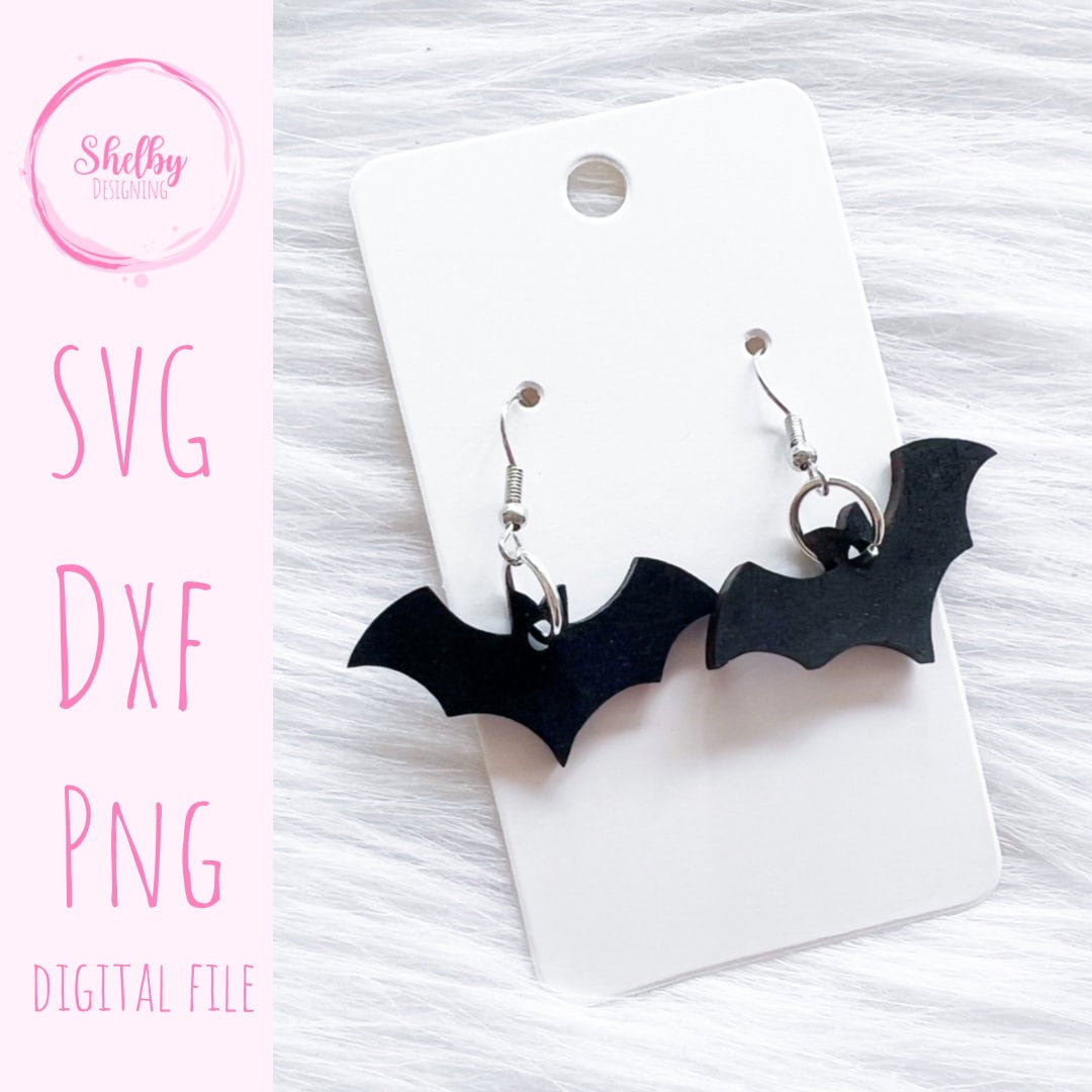 Halloween Bat Dangle Earrings SVG