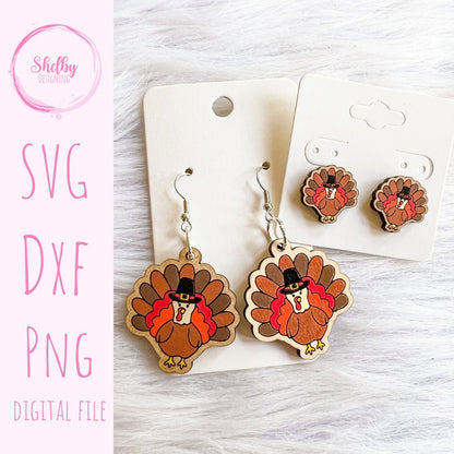 Turkey Thanksgiving Dangle/Stud Earring SVG