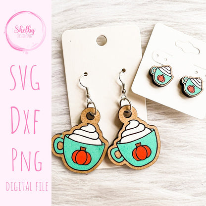 Pumpkin Spice Latte Stud/Dangle Earrings SVG