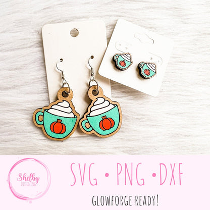Pumpkin Spice Latte Stud/Dangle Earrings SVG