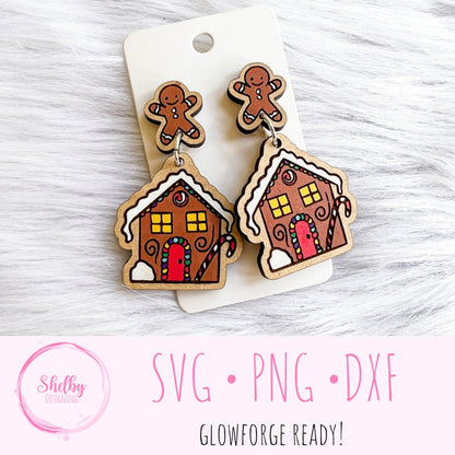 Gingerbread House Dangle Earrings SVG