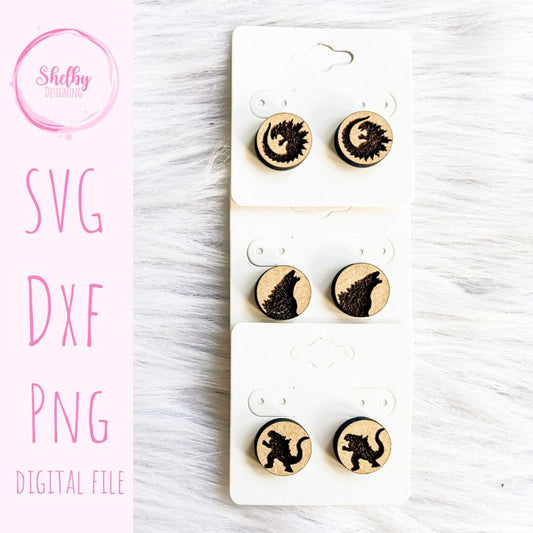 Godzilla Trio Stud Earrings SVG