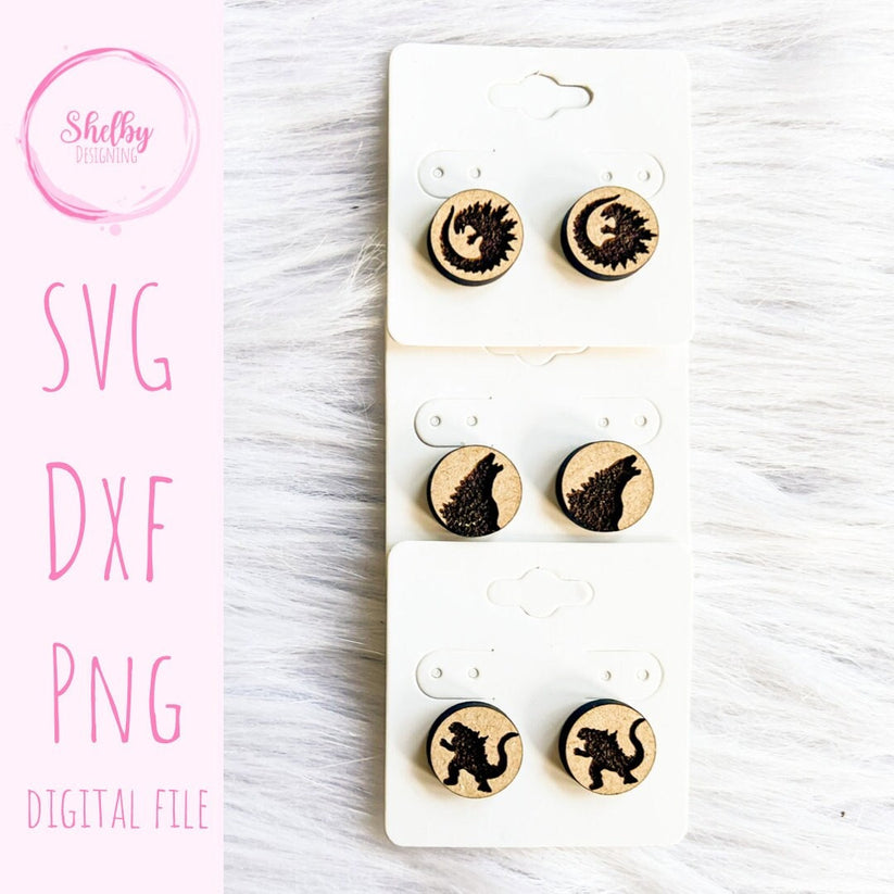 Godzilla Trio Stud Earrings SVG ShelbyDesigning