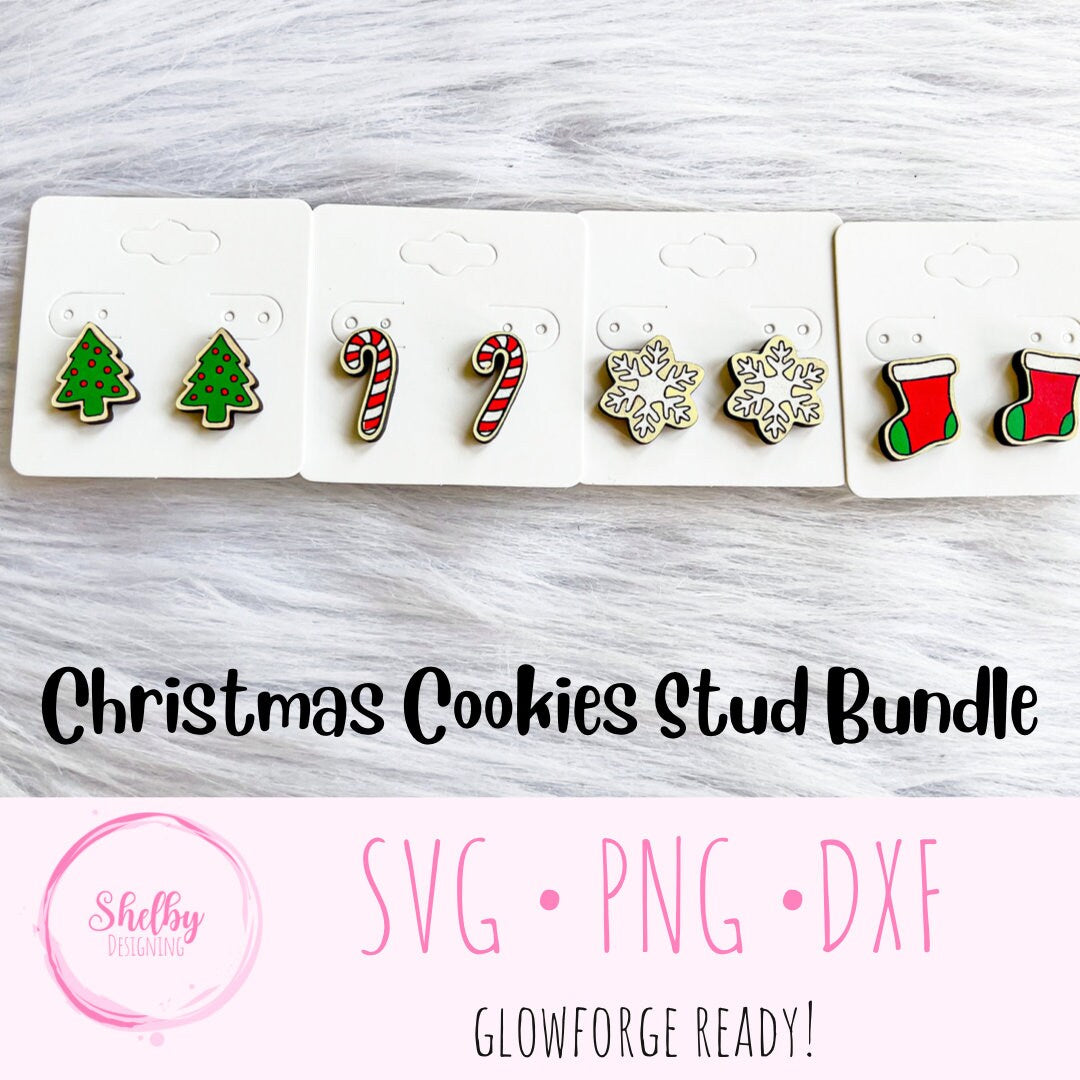 Christmas Cookies Stud Earrings Bundle SVG