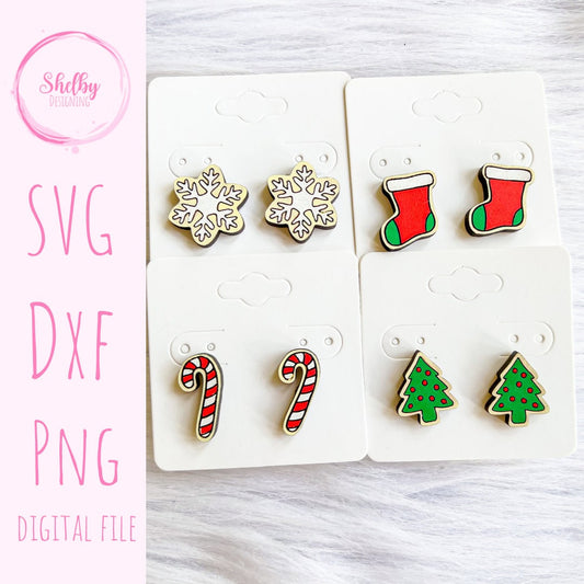 Christmas Cookies Stud Earrings Bundle SVG