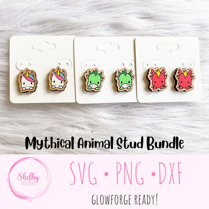 Cute Mythical Animal Stud Earrings Bundle SVG