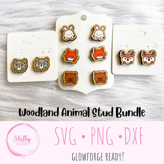 Cute Woodland Animal Stud Earring Bundle SVG