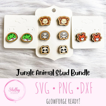 Cute Jungle Animal Stud Earrings Bundle SVG