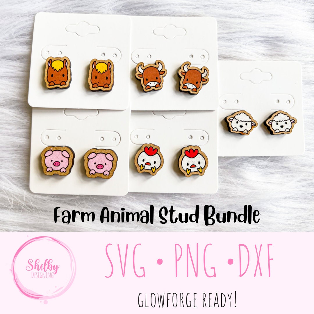 Cute Farm Animal Stud Earrings Bundle SVG