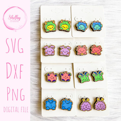 Silly Monster Stud Earrings Bundle SVG