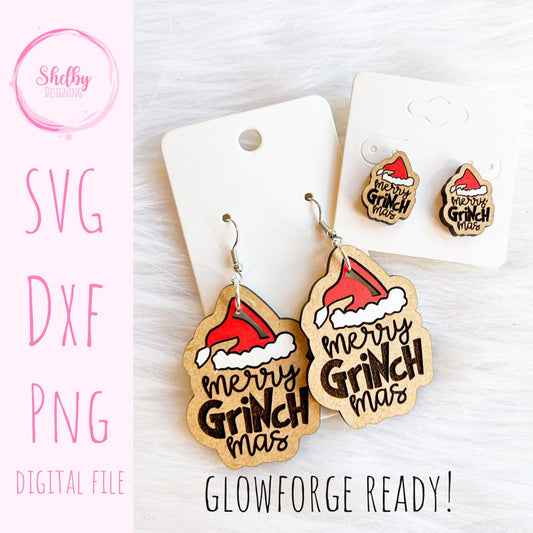 Merry Grinchmas Stud/Dangle Earrings SVG