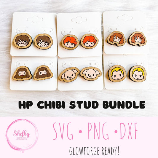 Harry Potter Chibi Stud Earrings Bundle SVG