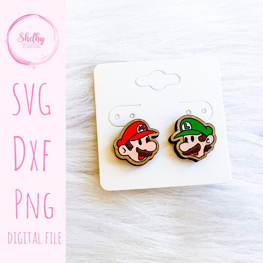 Mario Luigi Stud Earrings SVG